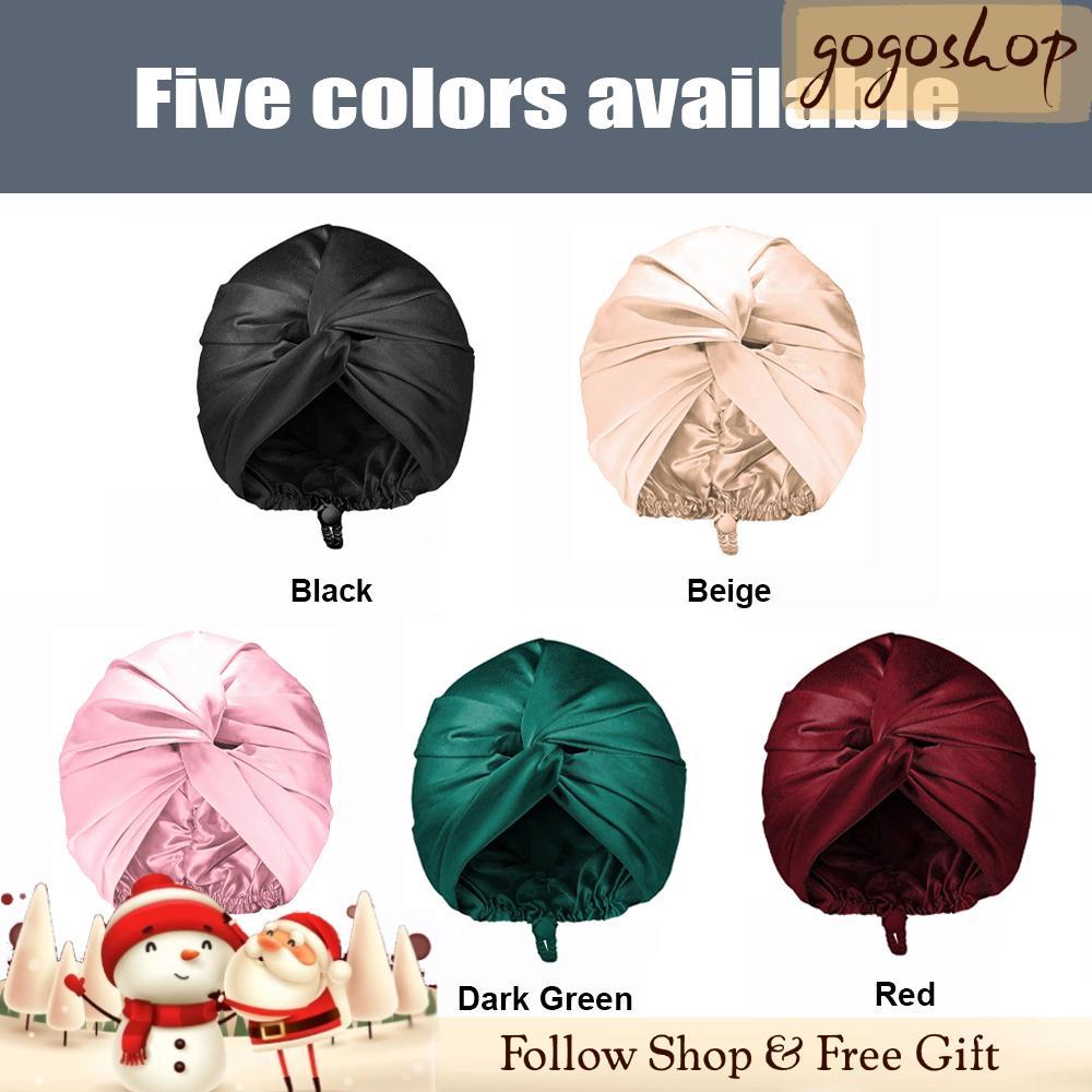 Gogoshopp-br Touca de seda de cetim para dormir, turbante de camada dupla, touca de dormir feminina, envoltório de