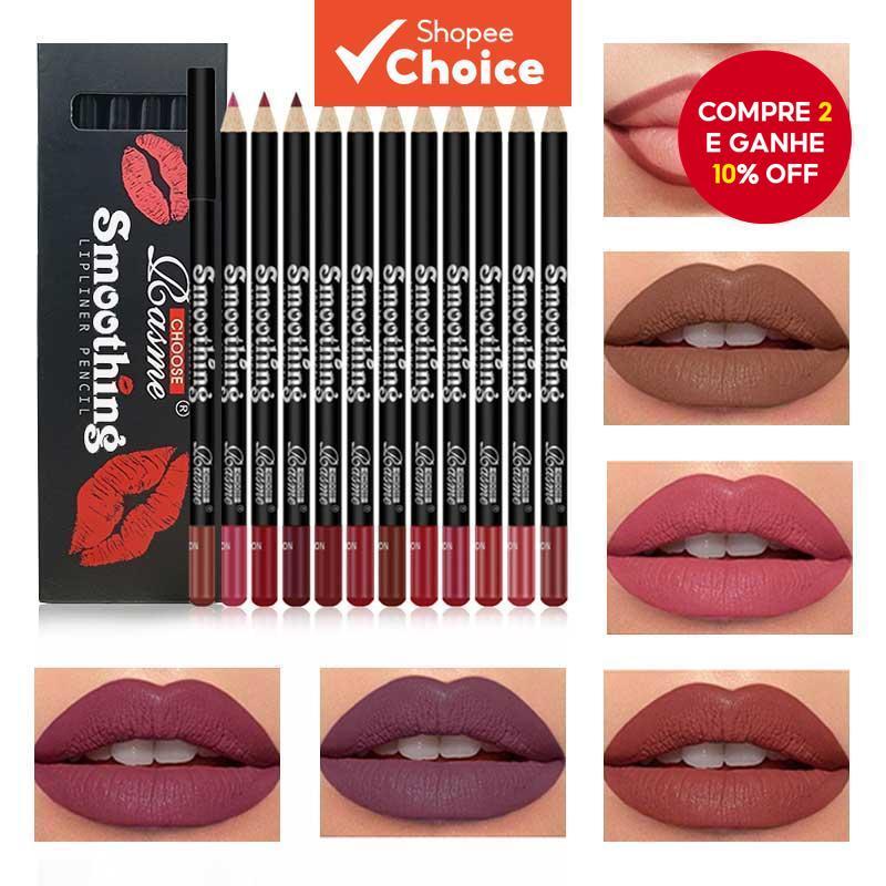 12 Cores Lipliner Outline Lip Shape À Prova D'água Durável Antiaderente Copo Matte Batom Set