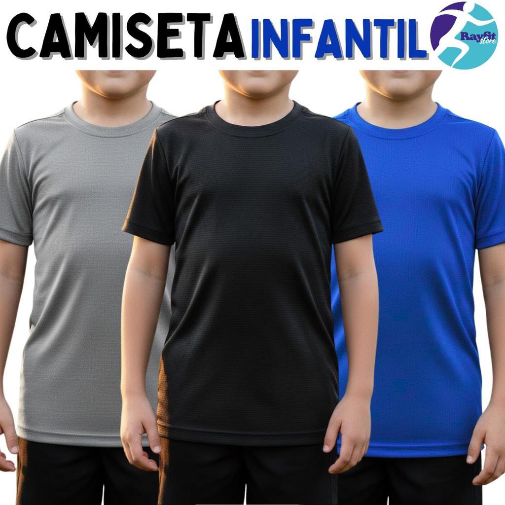 Kit 3 Camisas Infantil Juvenil Lisa Dryfit Proteção Uv Esportiva em Oferta na Shopee