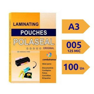 PLÁSTICO PARA PLASTIFICAÇÃO, POLASEAL  - A3, 303x426X05 - 100 UN em Oferta na Shopee