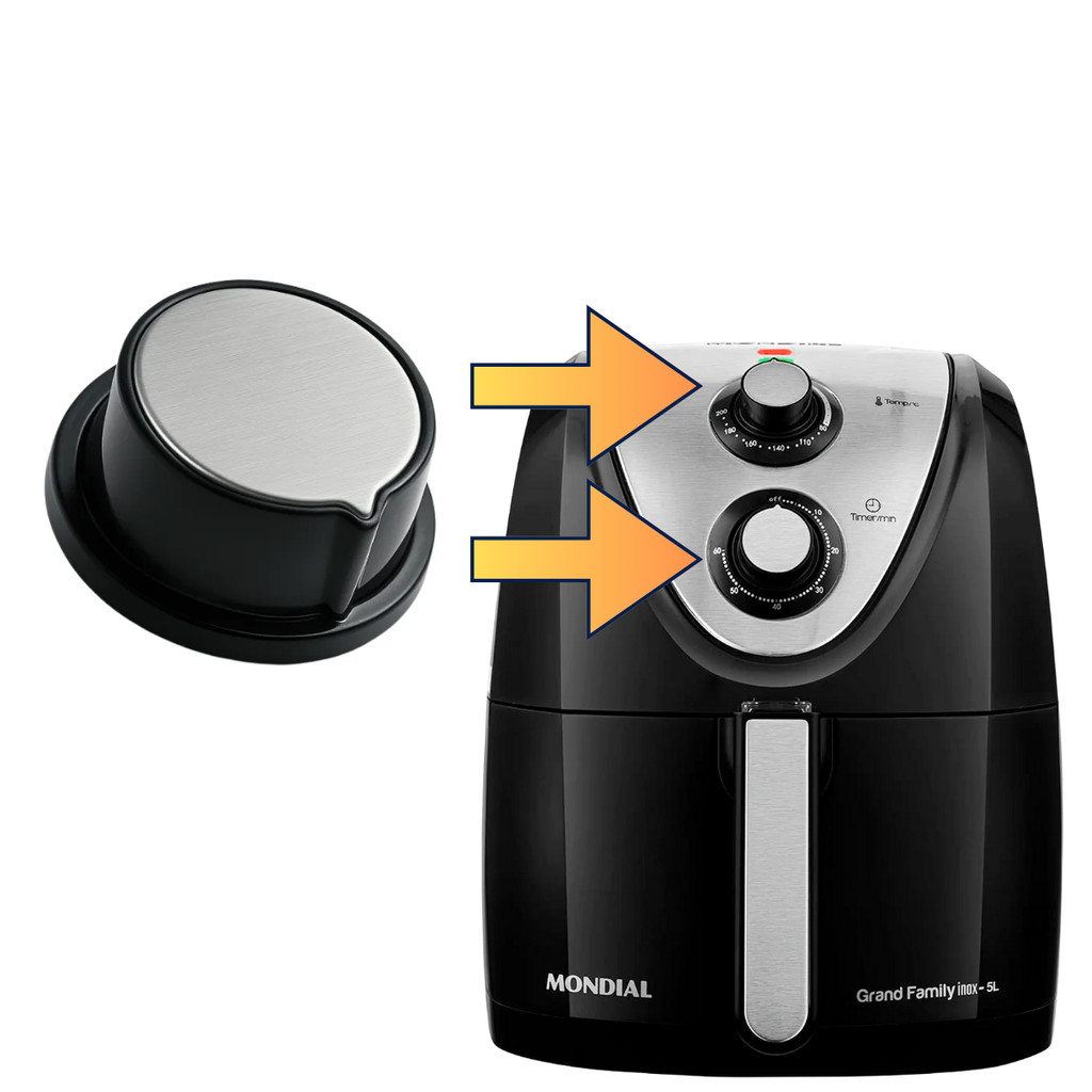 BOTÃO PRETO AIR FRYER MONDIAL AFN-40-TBI / AFN-40-LE/  AFN-40-BFT ORIGINAL TIMER E TEMPERATURA °C