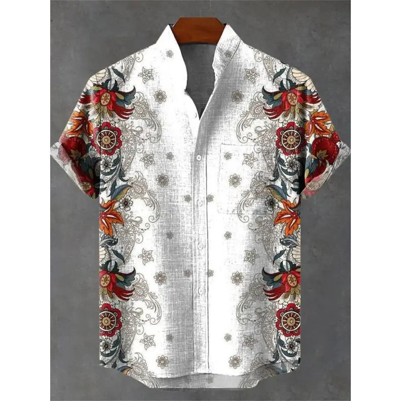 Camisa Casual Masculina Topo 3D Impresso Padrão De Linho Masculino Negra Hombre De Luxo Camisas De Vestir Para