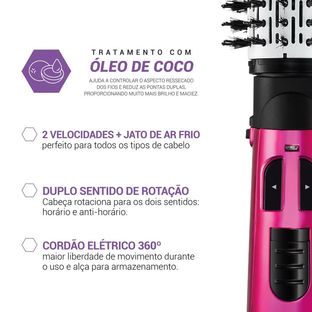 Detalhes do Escova Rotativa Philco 1100W 2 rotações Beauty Shine PEC03R
