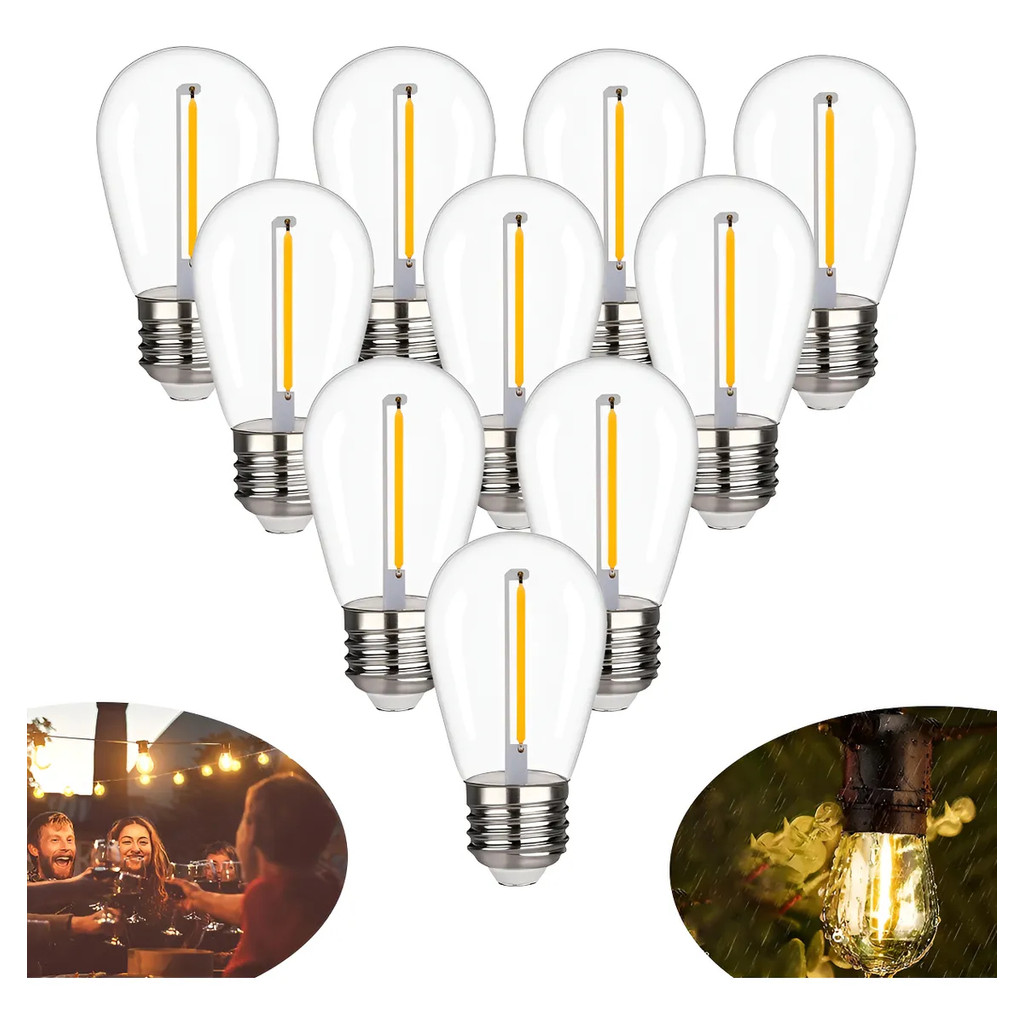 Kit 10 E27 S14 Lâmpada Led Inquebrável Prova Água Decoração Jardins em Oferta na Shopee
