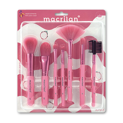KIT COM 7 PINCÉIS PARA MAQUIAGEM KP9-5 MACRILAN CORES LINDAS
