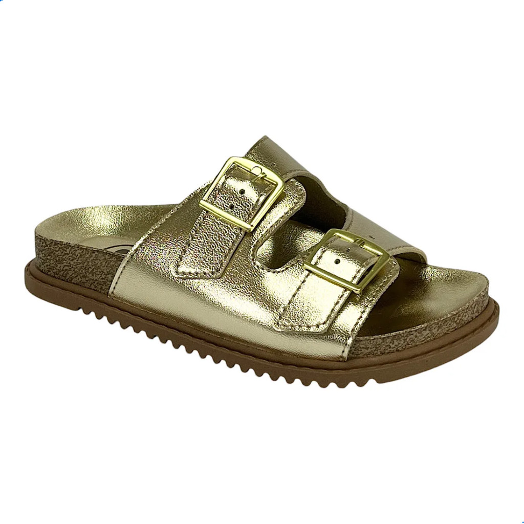 Sandália Molekinha Feminino Duas Fivelas Flatform Baixo