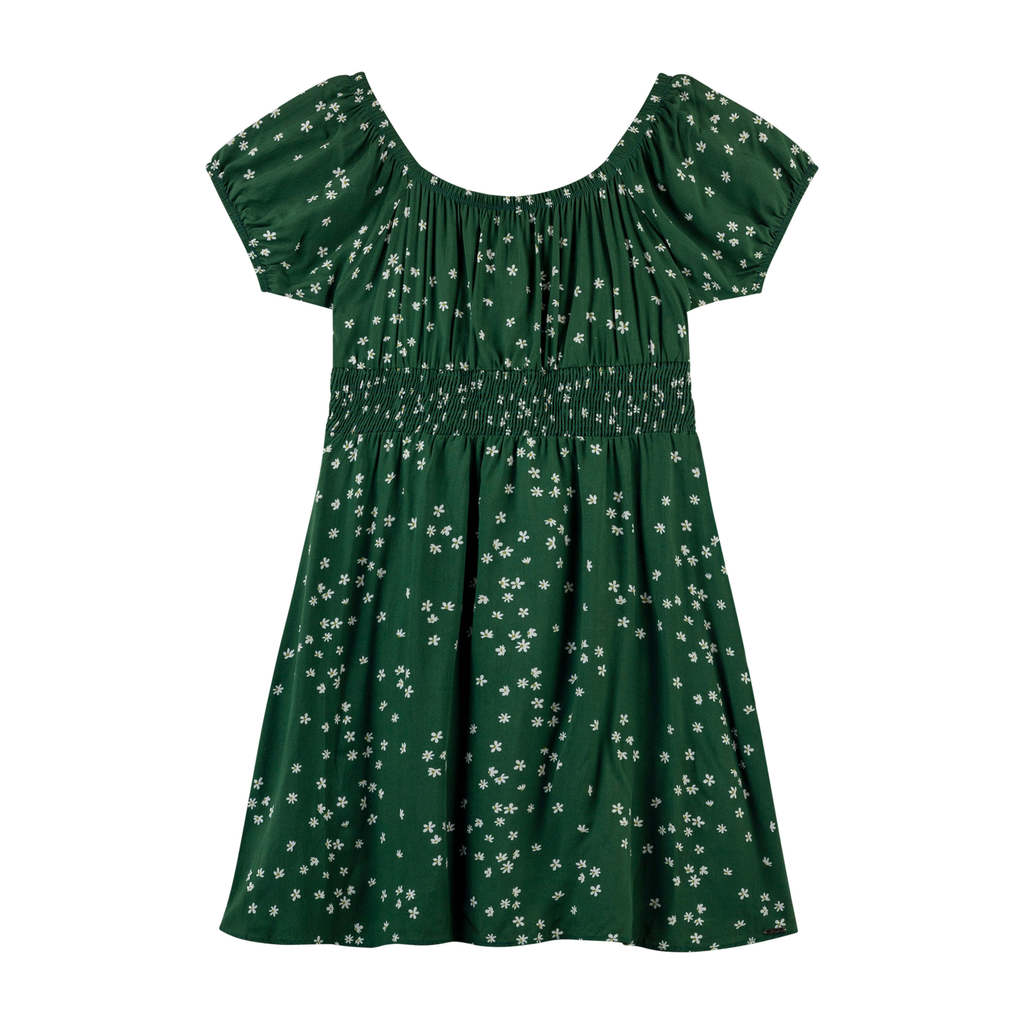 Detalhes do Vestido Curto Juvenil Menina Floral Beats Verde