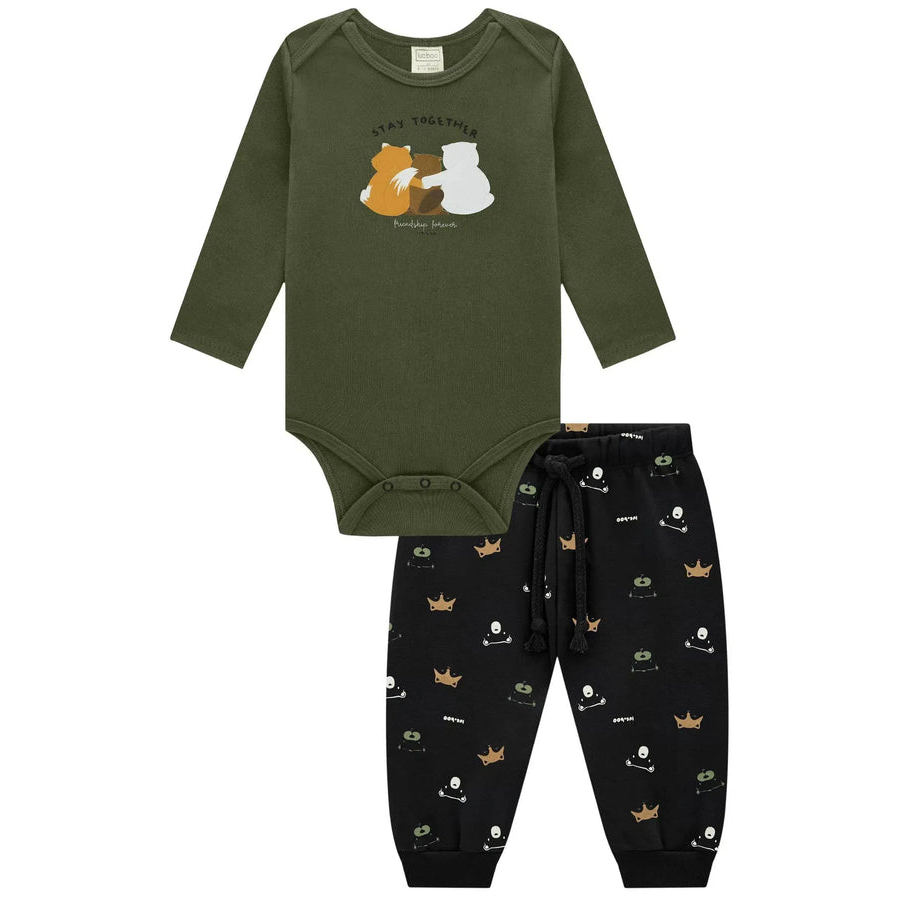 Conjunto Body Calça Jogger Ribana Bebê Menino LucBoo