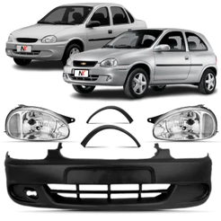 Kit Parachoque Farol Corsa Classic 2000 2001 2002 2003 2004 2005 2006 2007 2008 2009 1ª Linha Novo