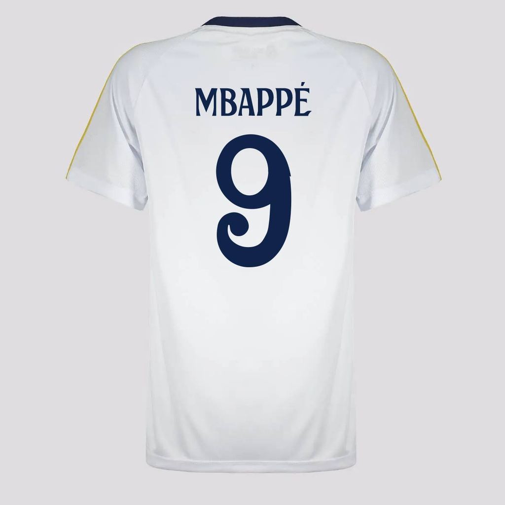 Camisa Real Madrid Mbappe 9 Juvenil Branca