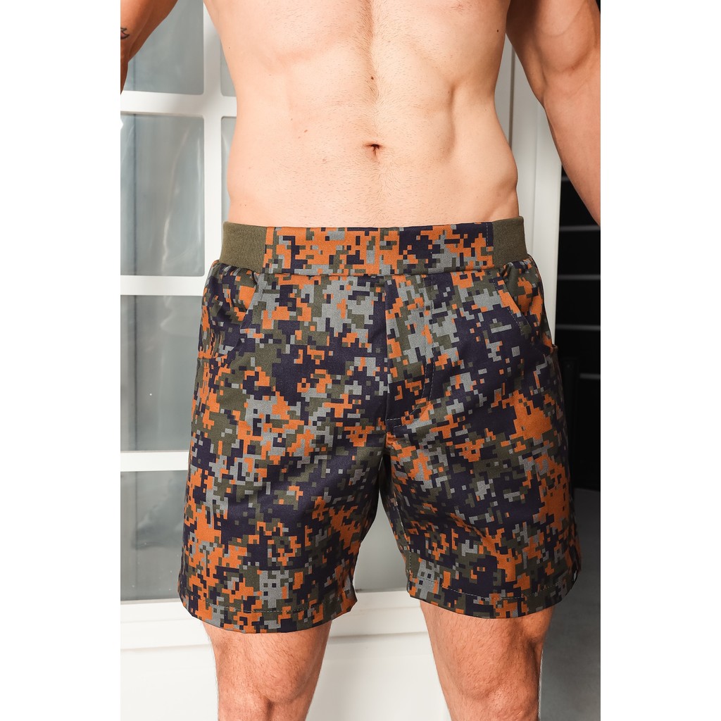 Short Masculino em Sarja Ciber Camuflagem Moda Masculina Verão Praia Casual