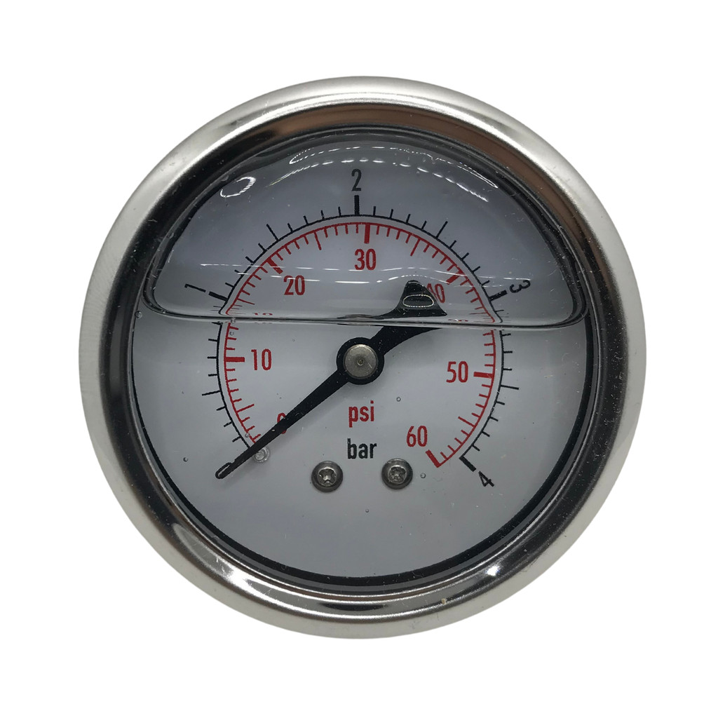 Medidor De Pressão Horizontal Glicerinado Inox 4 Bar Visor 63mm Manômetro 60Psi Rosca 1/4