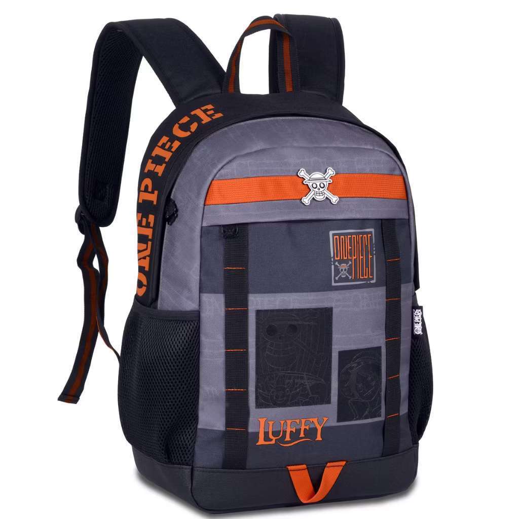 Mochila Costas One Piece Luffy Infantil Preto Laranja e Cinza Clio em Oferta na Shopee