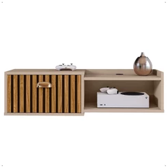 Rack Suspenso Home TV 32"" Bancada Flutuante Canadá 90cm Porta Nicho Eletrônico Sala Quarto Pequeno