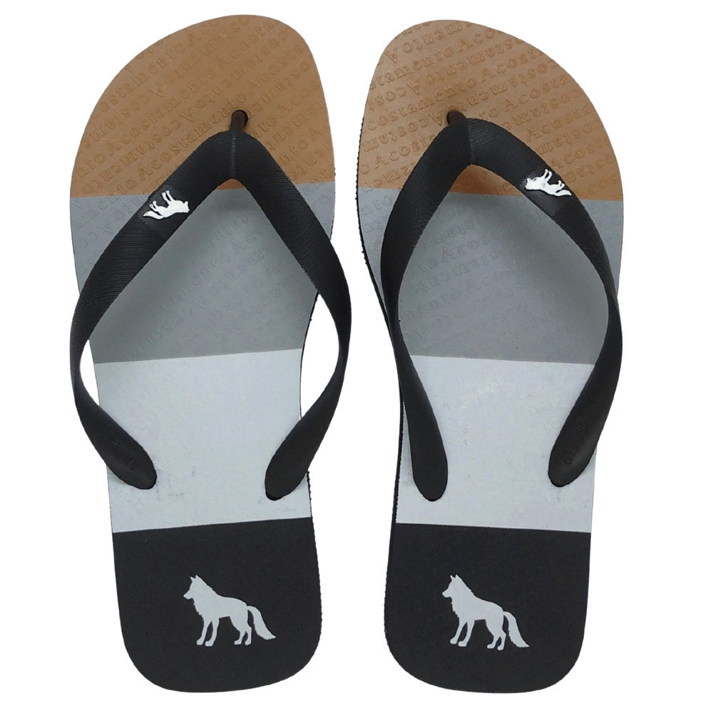 Chinelo Acostamento Masculino Casual Listrado Preto/Laranja