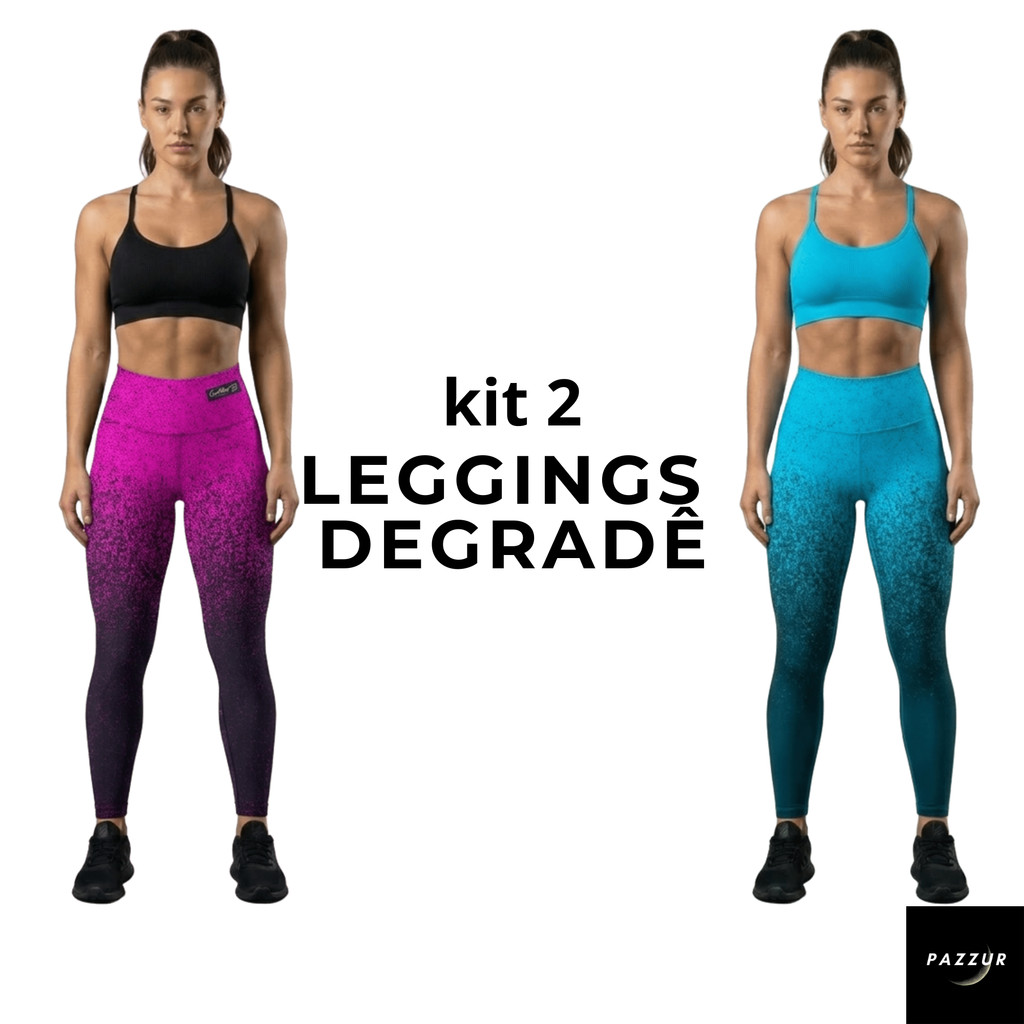 Kit 2 legging feminina degradê academia Calça feminina esportiva fitness zero transparência corrida