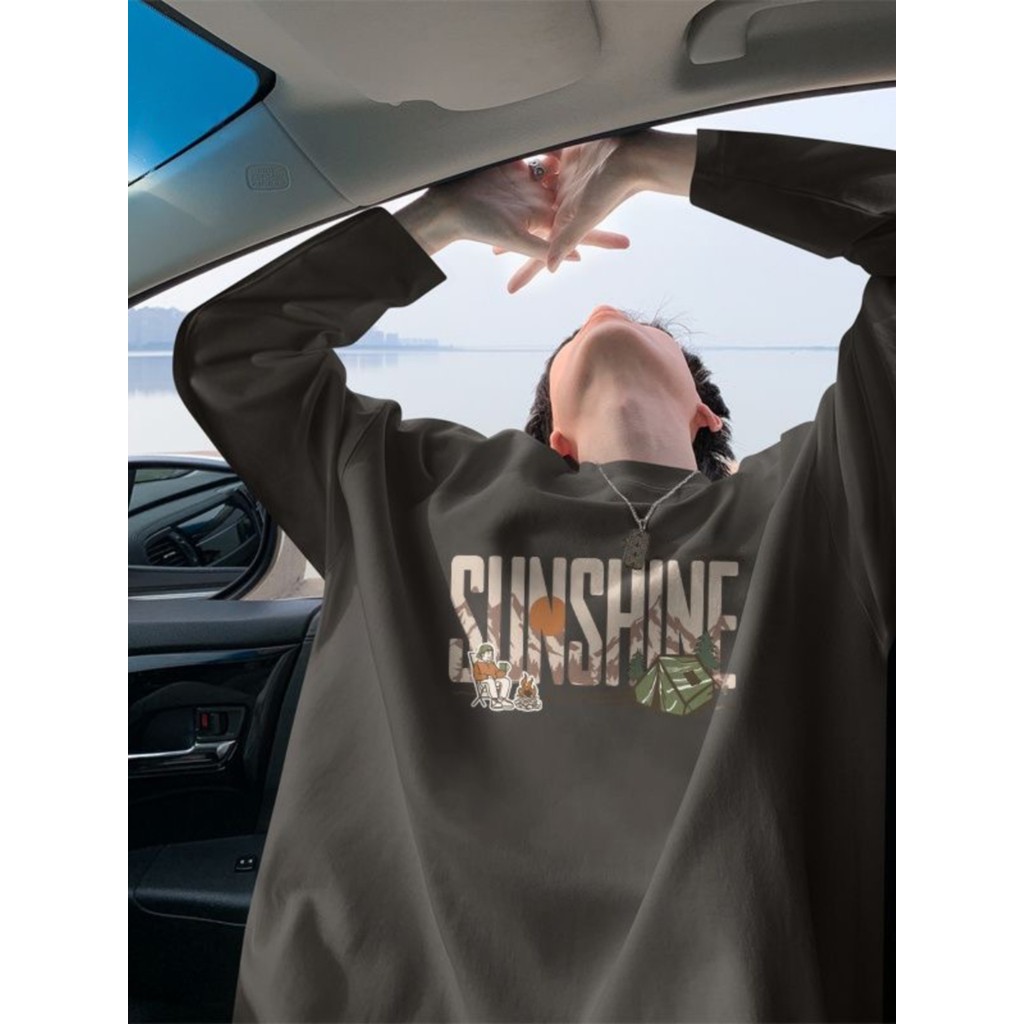 Camiseta de manga comprida de algodão puro masculino feminino 2026 primavera outono novo estilo Street Wear solto ins es