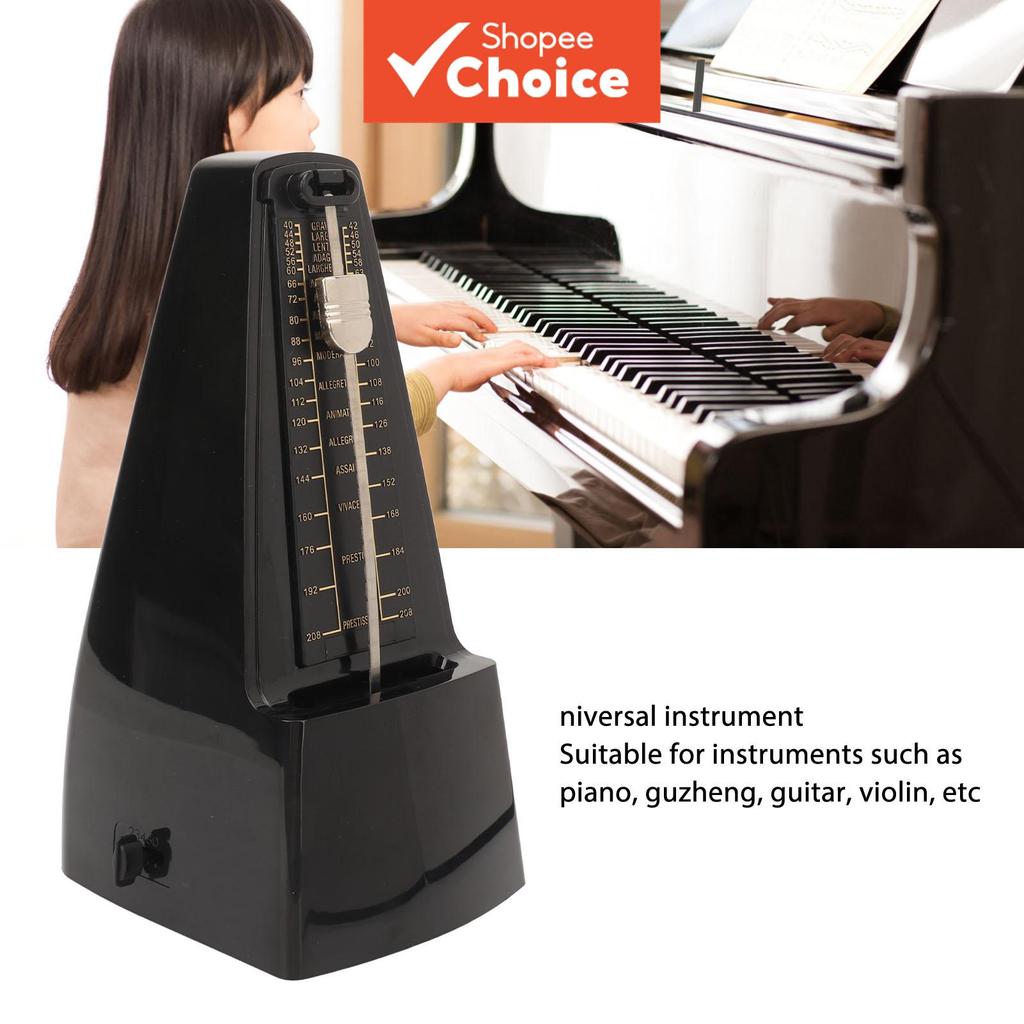 Miwayer Metrônomo Mecânico Preto para Piano, Violão, Violino, Baixo, Bateria | Ferramenta de Treino e Prática de Ritmo