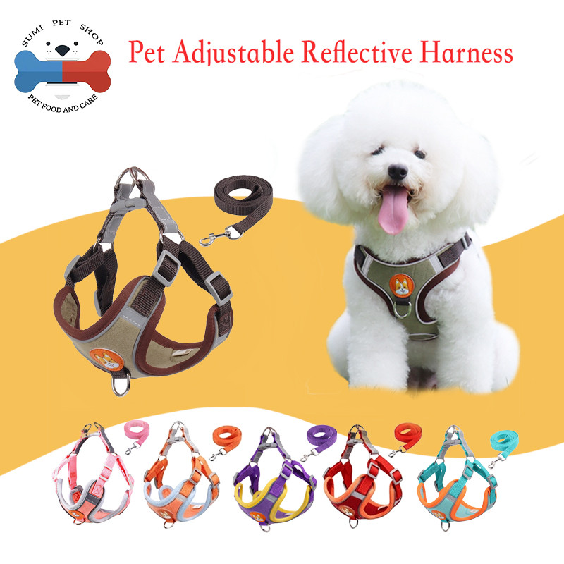 Arnês Para Cães Com Trela , Colete Reflexivo Animais De Estimação , Ajustável , Filhote De Cachorro E Gato-11