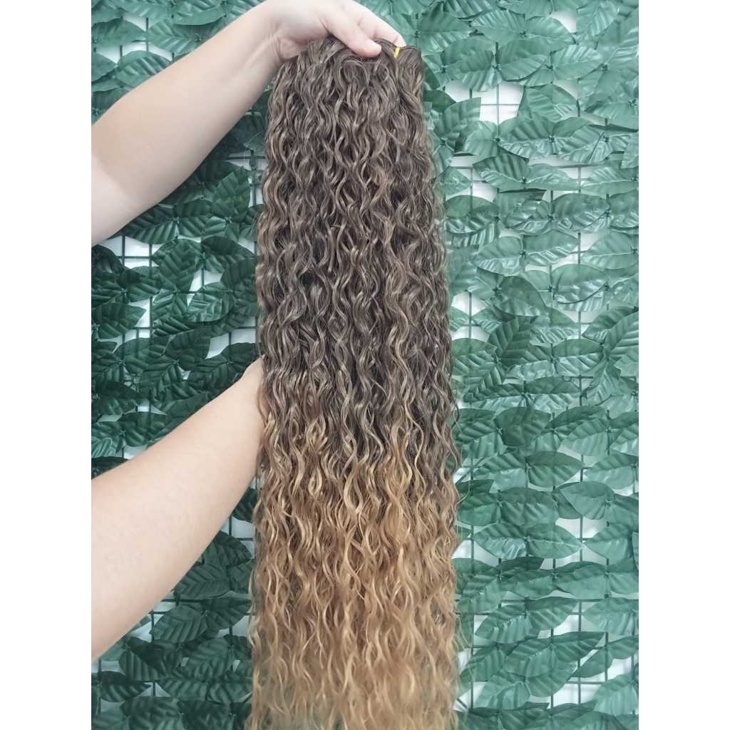 Cabelo na Tela Fibra Russa 50cm Cacheado Loiro Californiana Semi Humano Bella Hair
