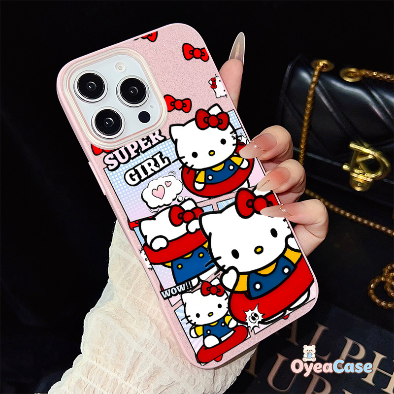 Capa IMD Hello Kitty " Super Girl " Para Moto G85 G55 G86 G84 G75 G60 G56 G54 G53 G45 G35 G34 G30 G24 G23 G22 G20 G15 G1