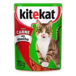 Ração Úmida para Gatos Adultos Kitekat Sachê Sabor Carne ao Molho 70g