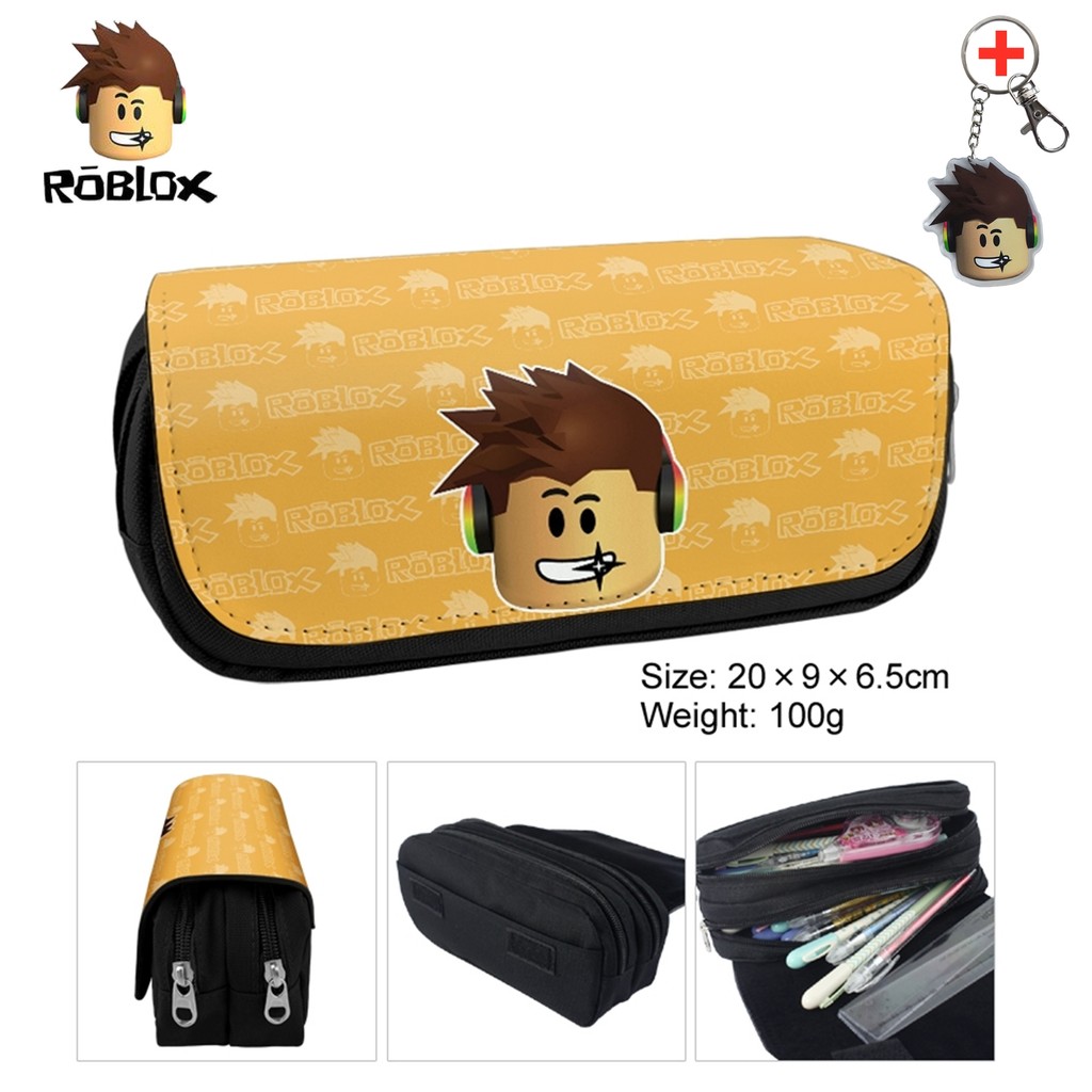 Roblox mercadoria roblox lápis caso dupla camada grande capacidade estudante papelaria saco roblox papelaria ping