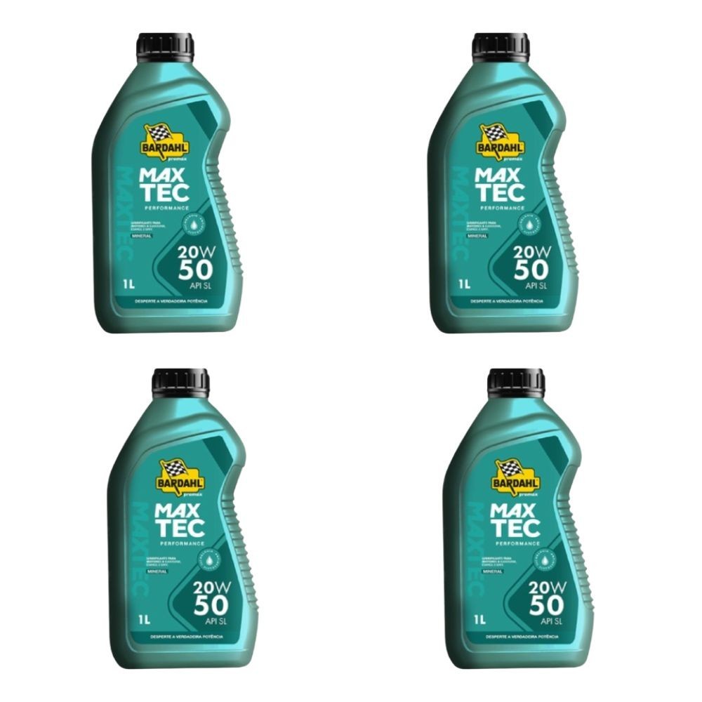 Kit 4 óleos Motor 20w50 Bardahl Maxtec Performance Mineral 1l
