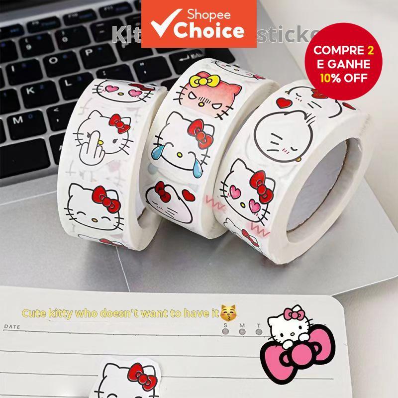 500 Peças Rolo De Adesivo De Gato De Desenho Animado Fofo , Adesivos De Vedação Decorativos Kawaii Para Diários E Presen