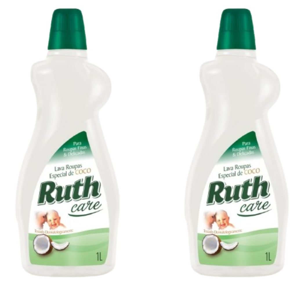 Sabão Líquido Lava Roupas Ruth Care Baby Coco 1L Kit com 2