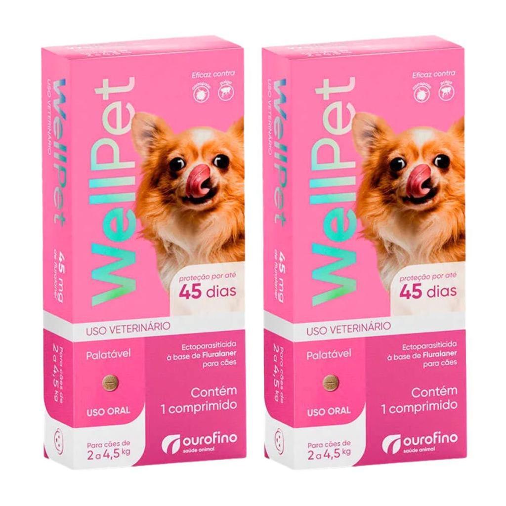 Kit 2 WellPet 45 mg Cães de 2 a 4,5Kg Ourofino - 1 Comprimido em Oferta na Shopee