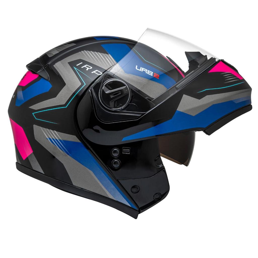 Capacete Robocop Aberto Peels U-RB2 Skyline Rosa Moto Óculos