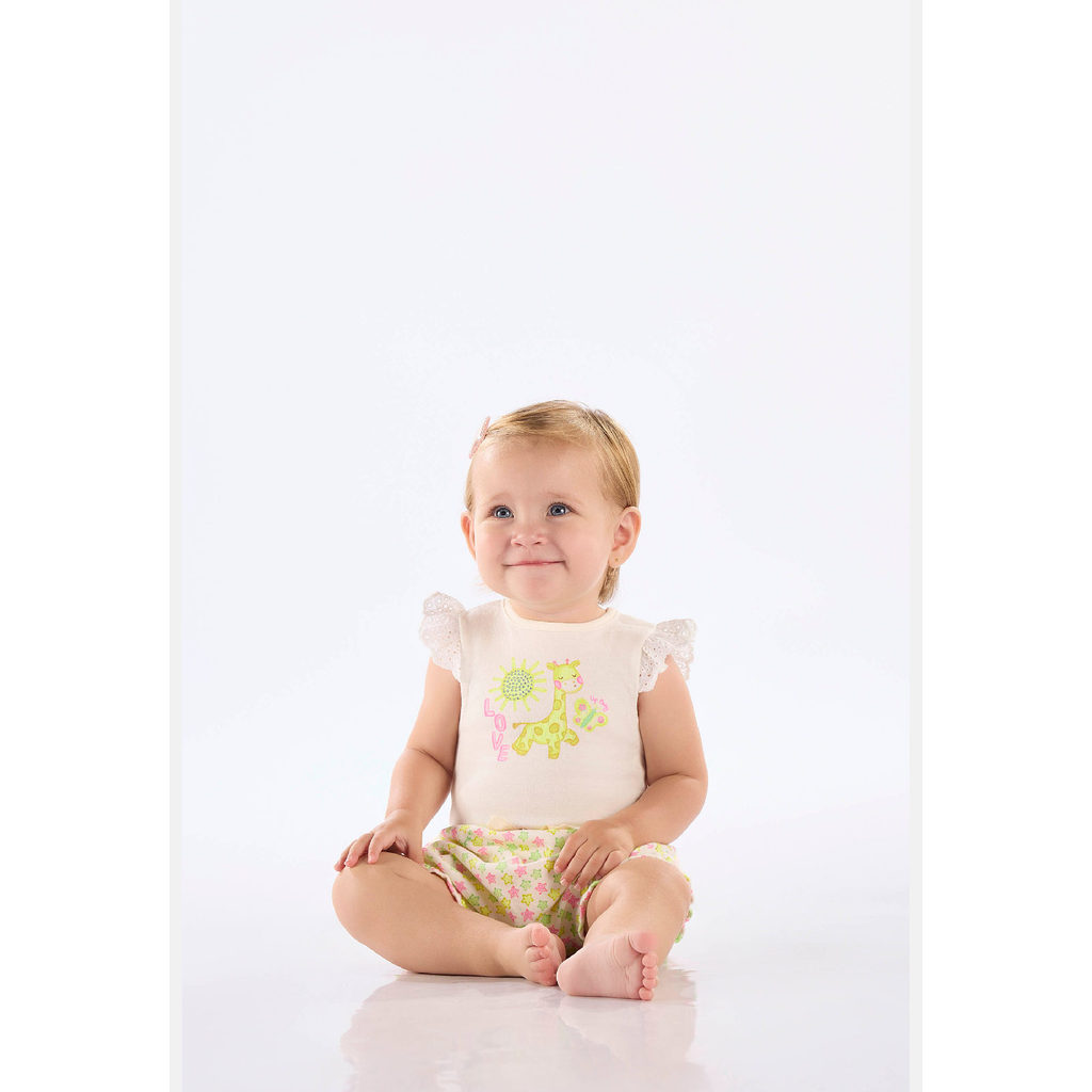 Conjunto Body Short Bebê Menina Up Baby