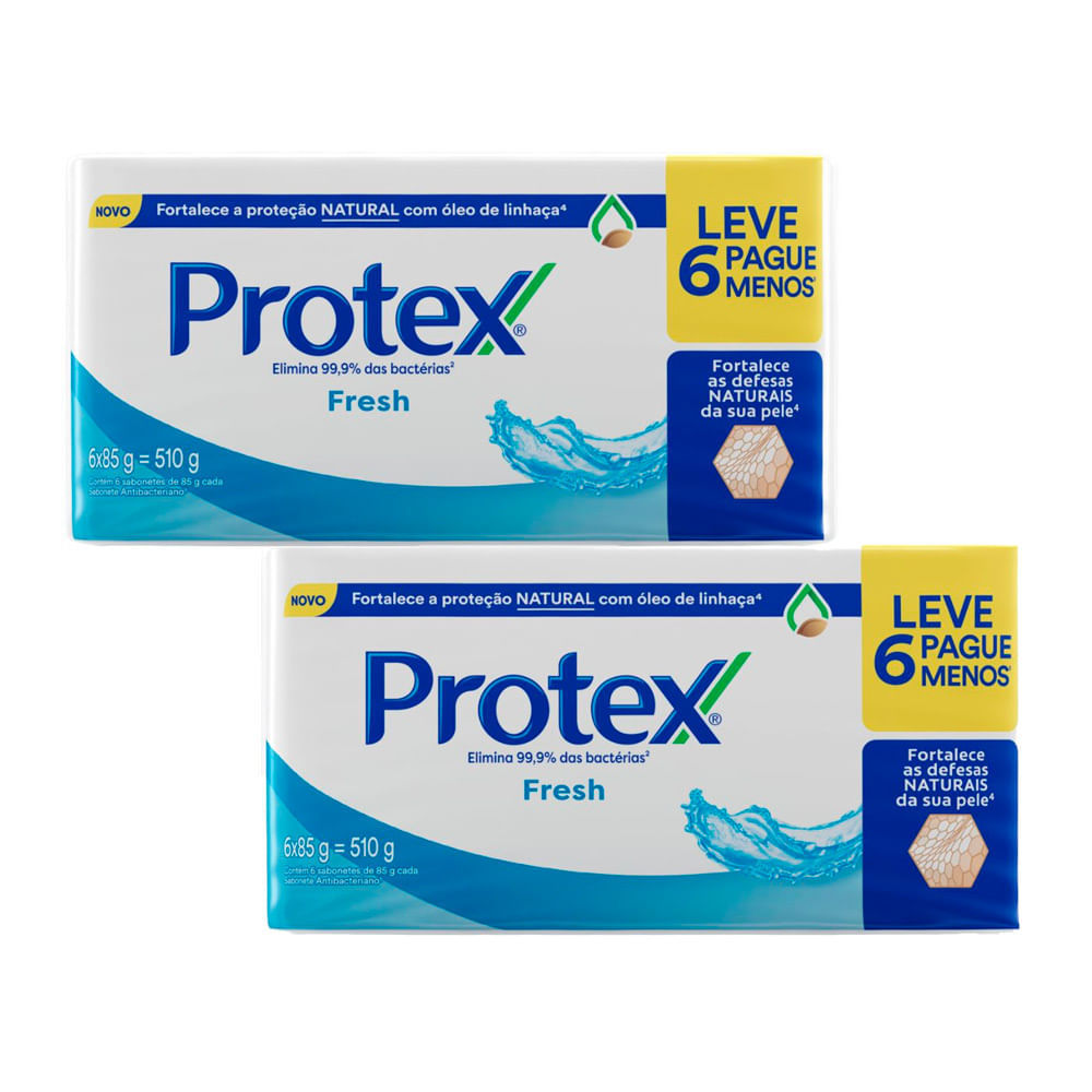 Kit 2 Sabonete em Barra Antibacteriano Protex Fresh 6 Unidades de 85g cada