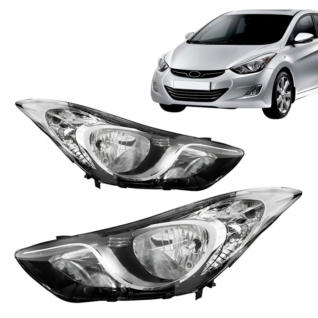Farol Elantra 2011 2012 2013 2014 Foco Duplo Mascara Negra