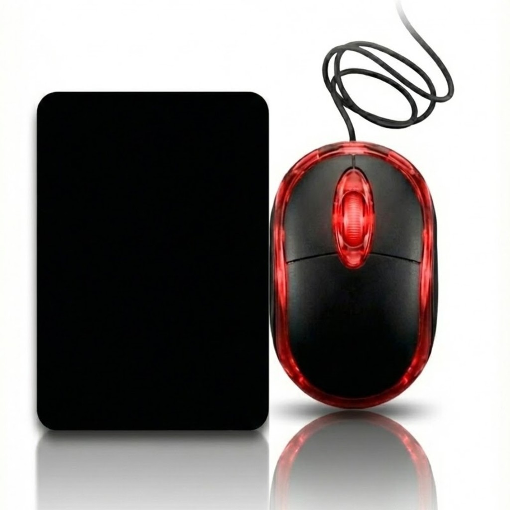 Kit Mouse Usb Com Fio Óptico Exbom + Mouse Pad Premium 17x21cm