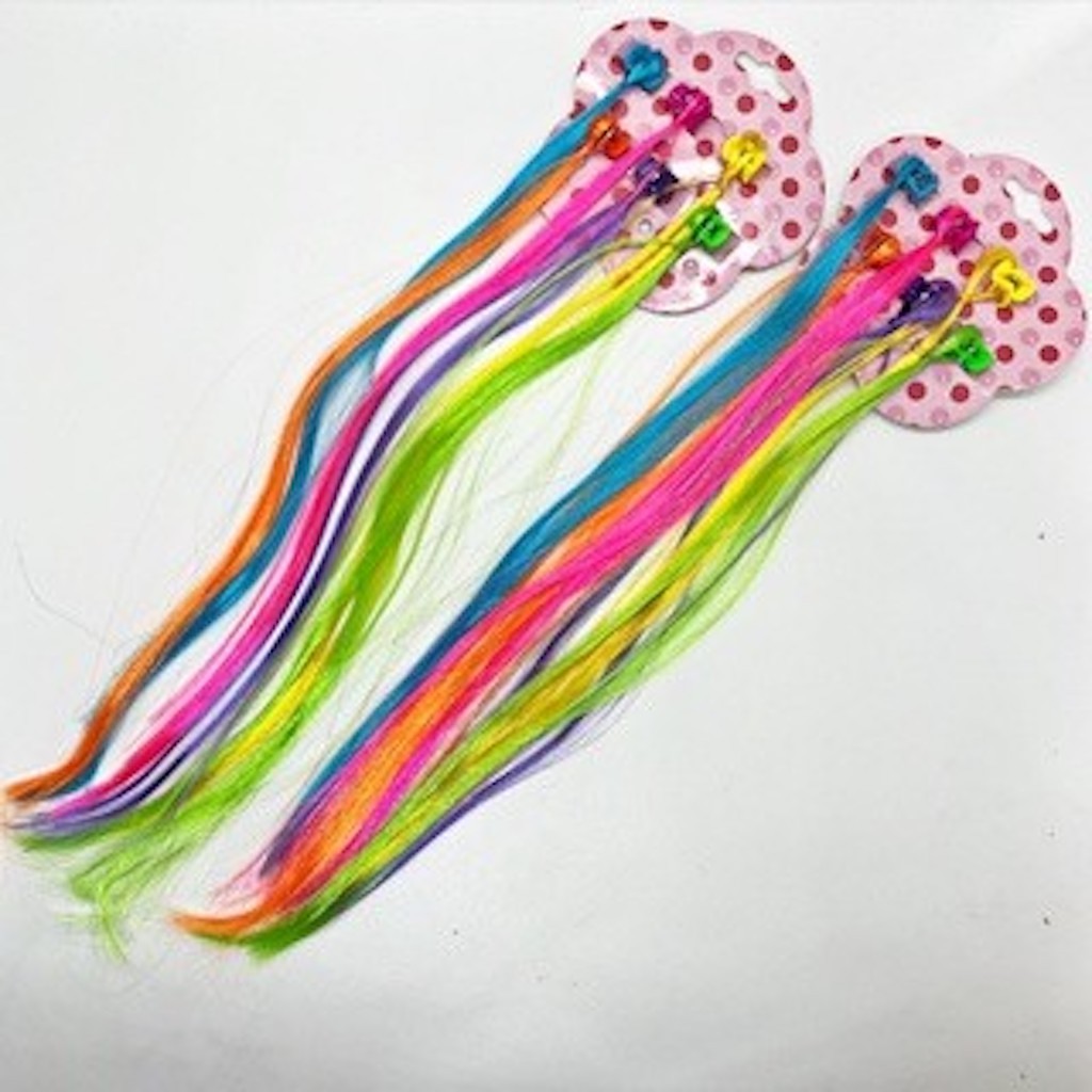 Kit  6/18 Mechas De Cabelo Coloridas Infantil Aplique Colorido Criança Peruca Meninas