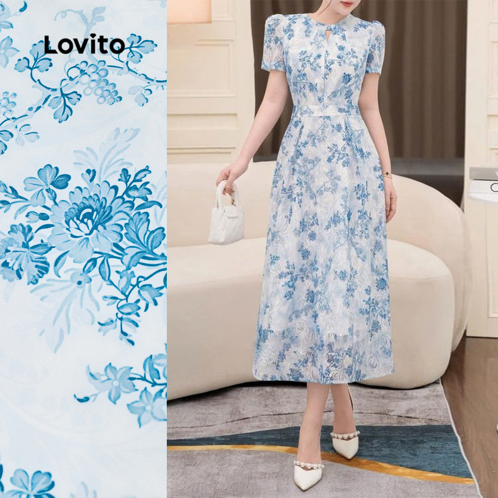 Lovito Vestido Casual Primavera/verão Azul para Mulheres L164ED188 em Oferta na Shopee
