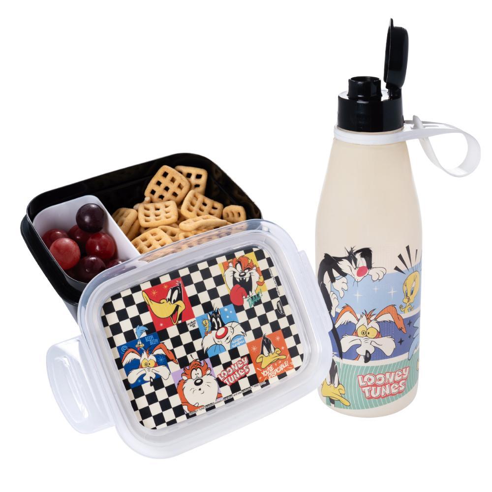 Kit Lancheira Looney Tunes Volta às Aulas 1 Pote Marmita 1 Garrafa Plasútil em Oferta na Shopee