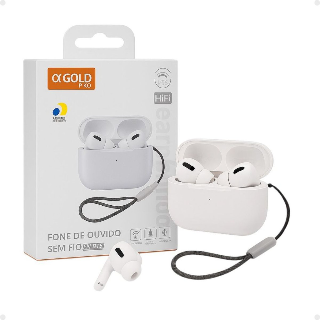 Fone De Ouvido Compatível iPhone E Android V5.3 Fn-bt5 Hifi Cor Branco
