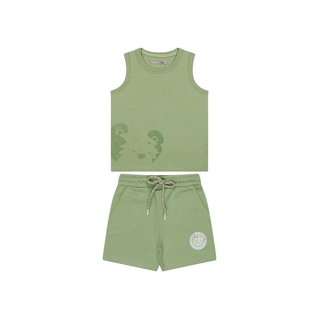 Conjunto Curto Tigor T Tigre Regata e Bermuda Fun Verde