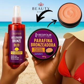 Kit Bronze Spray + Parafina 150g | Acelerador de Bronzeado (Levemente oleoso) - Marquinha Perfeita em Oferta na Shopee