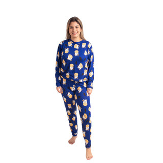 Pijama De Frio De SUEDE Blusa Longa + Calça Pelúcida ESTAMPAS VARIADAS
