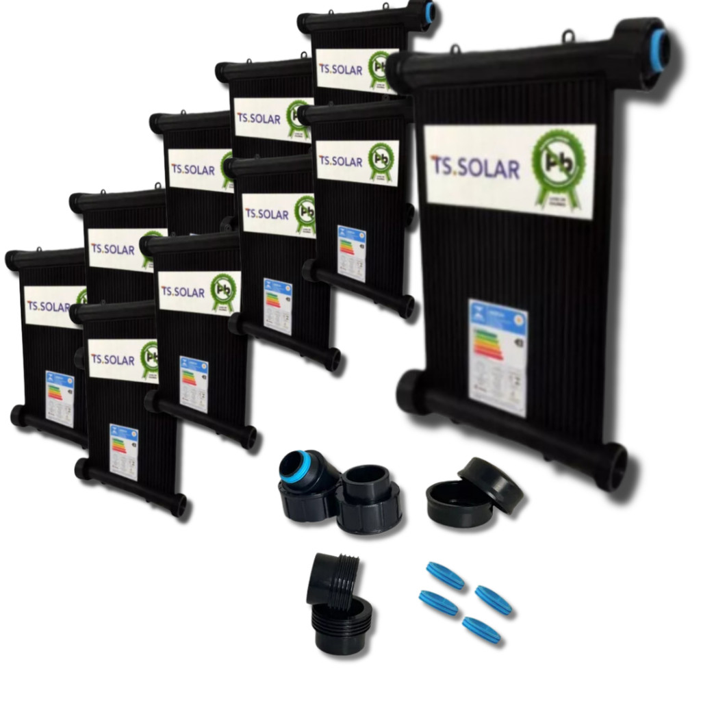 KIT COLETOR TS SOLAR 3,00X0,30 PLACAS AQUECIMENTO 14 PISCINA ATE 18000L + KIT FECHAMENTO