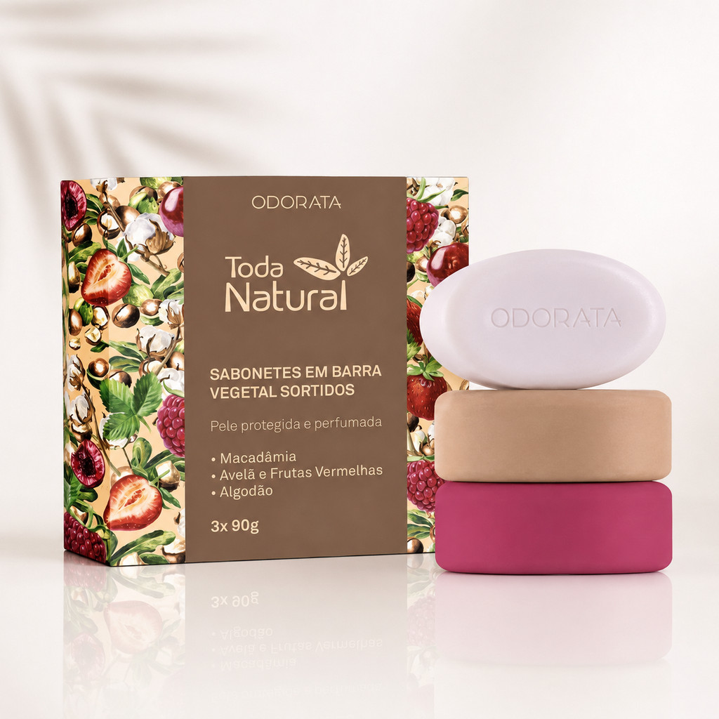 Sabonete Odorata Toda Natural Em Barra Pele Macia Cheirosa E Hidratada 3Unidades 90g cada