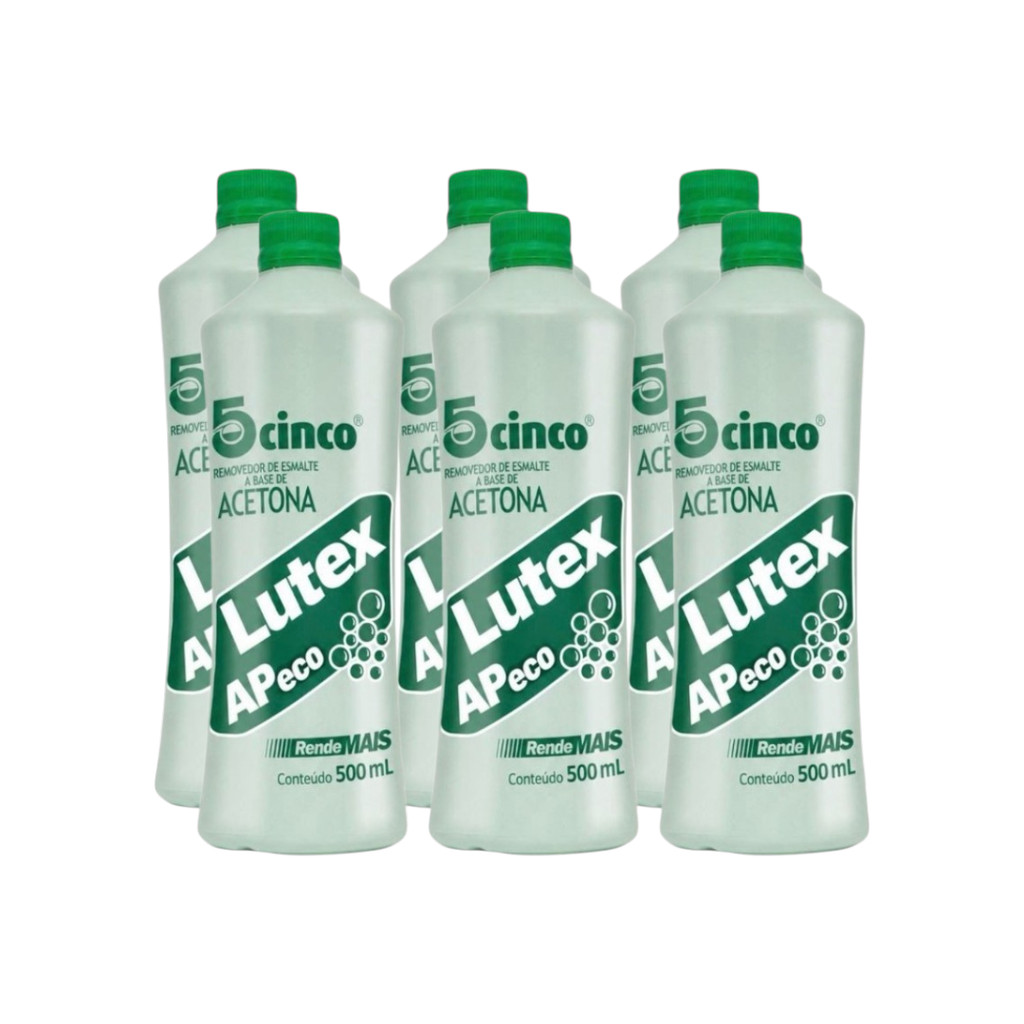 KIT Removedor de Esmalte 500ml Lutex Acetona Uso Profissional (6 unidades)