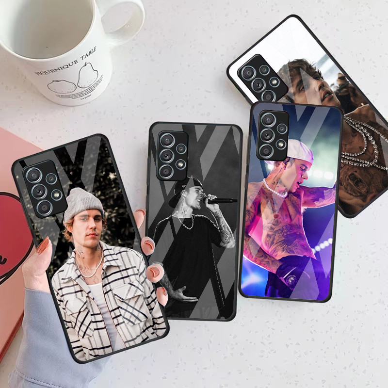 Justin Bieber 02 Capa De Telefone De Vidro Para Samsung Galaxy A16 A15 A25 A35 A55 A53 A54 A34 A14 A32 A52 4G 5G A56 A54