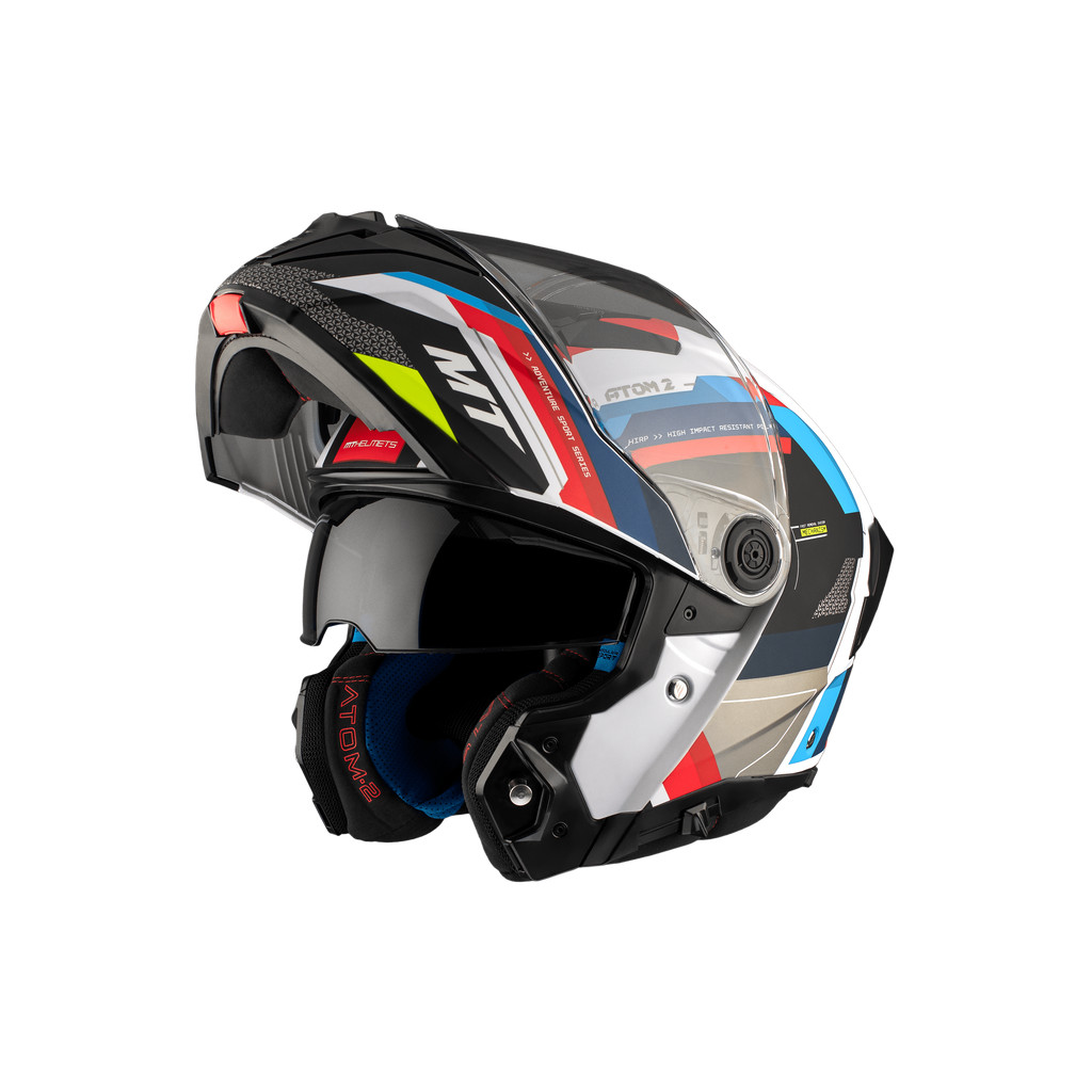 Capacete Mt Helmets Atom 2 Bast A0 Pearl Brilhante Escamoteavel Articulado Robocop Masculino Feminino Com Óculos