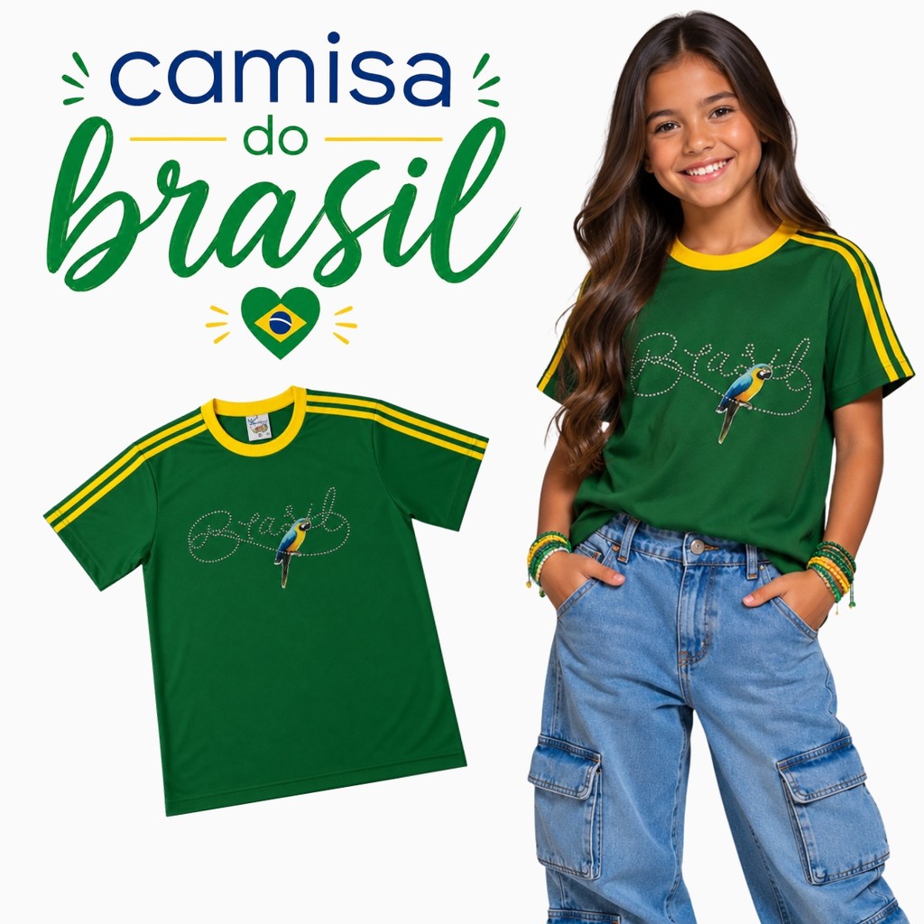 Camiseta Feminina Infantil Brasil – Confortável e Estilosa!