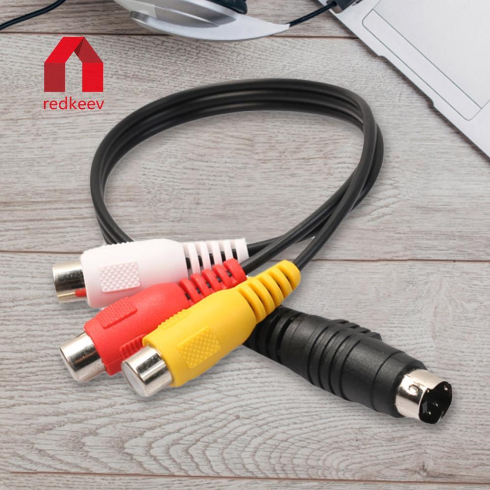 4 Pinos S-Vídeo Para 3 RCA Cabo Adaptador De 28 Cm/11 Polegada De Extensão Composto Núcleo De Cobre Computador Portátil
